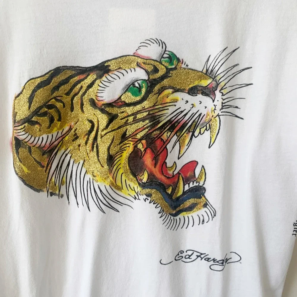 Ed Hardy White Tiger Graphic Tee - Picture 3 of 14